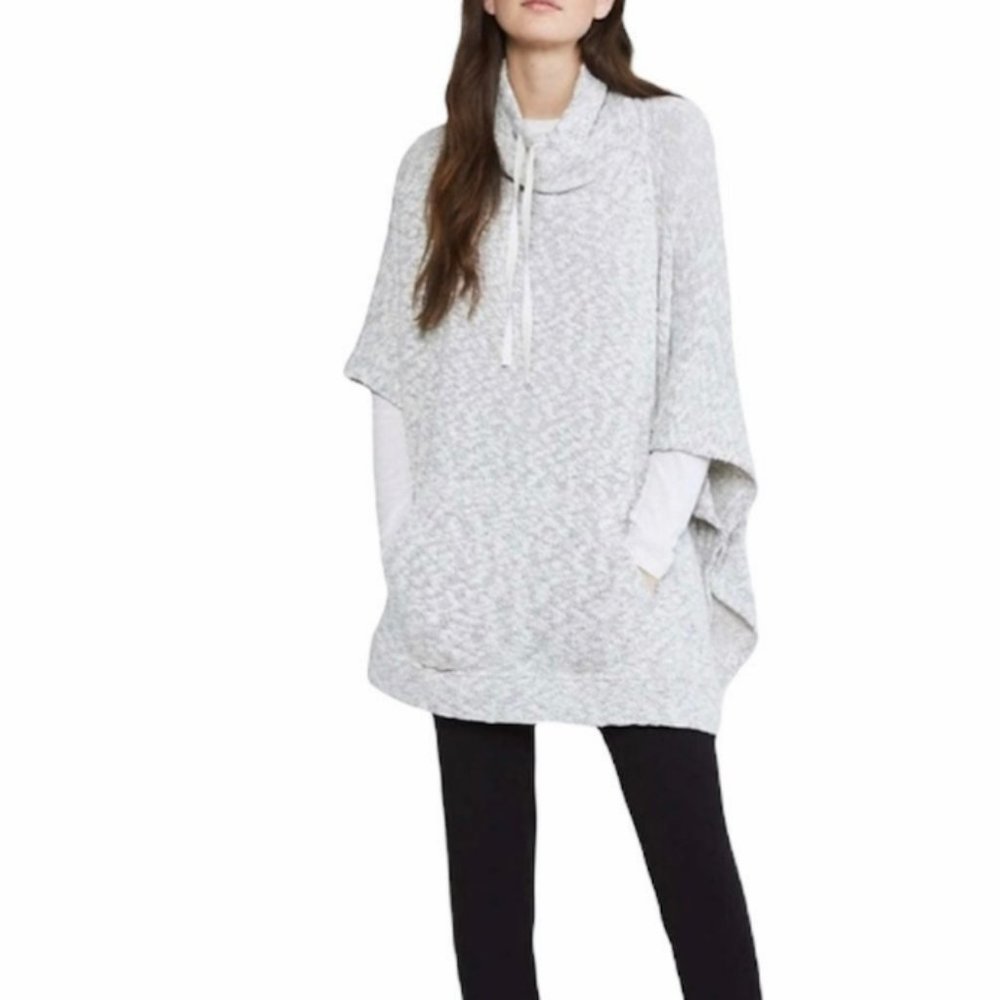 Lou & Grey Poncho Pullover Sweater Grey Oversized Cowl Neck Sweater, Medium